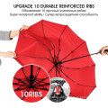 Strong Windproof Double Automatic 3 Folding Umbrella Female Male 10K Car Luxury Large Parasol Rain Women Men Business Umbrellas